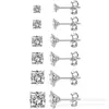 E-commerce Transfronteiriço Aço Titânio Quadrado Quatro Garras Zircônia Brinco Stud Brincos Galvanizados a Vácuo Atacado Joias para Piercing Elementos Geométricos