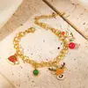 Collar de Navidad para Mujer Pendientes de Acero de Titanio de Alto Sentido Colgante de Trineo y Reno Adornos de Árbol de Navidad de Moda Pulsera de Navidad
