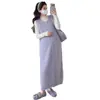 Vestido chaleco de otoño estilo coreano, suave para maternidad, sin mangas con encaje calado, ajuste ceñido elástico con capa interior de manga larga