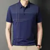 Ropa de Verano para Papá Hombres de Mediana Edad y Mayores Camiseta Rayada Versión con Bolsillo Hombres Solapa Manga Corta Camiseta de Manga Corta Hombres Manga Corta