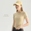Top Fitness Sem Costura Feminino Tricô Slim Fit Absorvente de Suor Respirável Corrida Treinamento Esportes Yoga Roupa Camiseta Manga Curta Verão