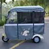 Triciclo Elétrico Toldo Integrado Fechamento Completo Cortina de Chuva Três Iguais A5 À Prova de Chuva Prova de Sol Prova de Geada Espessada Cortina de Desenho Animado para Quatro Estações