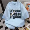 Camiseta Retrô Coreana com Estampa de Letras Manga Curta para Mulheres Verão 2025 Nova Casual Solta Vintage Top Ins