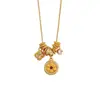 Estilo Retro Vintage de Luxo Leve High-End Anel de Corrida Banhado a Ouro Trevo de Quatro Folhas Cravejado com Diamantes Colar Pequena Bússola Corrente de Clavícula para Mulheres Venda por Atacado