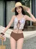 Vacaciones en la Isla Puro Deseo Bikini Estilo Ins Conjunto de Tres Piezas con Falda y Separados sin Tirantes, Dulce y Lindo al por Mayor