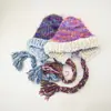 Gorro Colorido Transfronteiriço Largo, Proteção de Orelha de Pelúcia, Turbante Trançado com Borla, Gorro de Tricô Dopamina