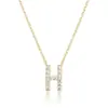 Colar Pingente Versátil Europeu e Americano com 26 Letras Cravejado com Diamantes, Banhado a Cobre com 14K, Corrente para Clavícula, Acessório Moderno e Simples para Mulheres