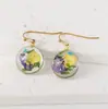Brincos Elegantes de Alta Qualidade Redondos Explosivos para Mulheres, Versáteis para o Dia a Dia, Pingente de Flor Eterna Pérola, Brincos de Resina com Flores Reais