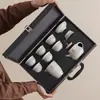 Conjunto de Chá Kung Fu de Porcelana Ru Chinesa 10 Peças Ge Ware Auspicioso Recepção Evento de Negócios Presente Caixa de Presente Publicitária
