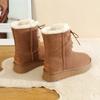 Deusa do Inverno Nova Pele Peça Única Botas de Neve Femininas Forradas com Lã Engrossadas Quentes Antiderrapantes com Cadarço Sapatos de Algodão do Nordeste