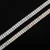 Pulsera de estilo hip-hop europeo y americano de 6 MM con doble fila de circonitas totalmente incrustadas para mujer, cierre de resorte chapado en oro, collar de cadena de tenis personalizado