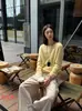 Suéter Básico Macio com Gola Redonda Zhengqi para Mulheres, Tricô de Lã Novo Outono/Inverno, Caimento Solto, Versátil, Manga Longa