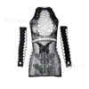 Lingerie Sexy Europeia e Americana Comércio Exterior Transfronteiriço Alças de Suspensório Malha que Cobre o Quadril Estilo Princesa Saia Longa de Malha com Mangas Longas Vazada W393