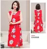 Camisón para Mujer Verano Talla Grande Sin Mangas Algodón Seda Largo Medio Algodón Artificial Vestido Suelto Pijama para Mediana Edad y Adultos Mayores Ropa para el Hogar