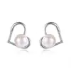 Aretes Creativos de Corazón de Durazno con Incrustaciones de Perlas Estilo K de Venta Caliente Aretes de Moissanita en Forma de Corazón Suministro de Comercio Electrónico Transfronterizo Exquisitos