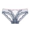 Ropa interior de encaje cruzado para mujer, fina, color durazno, sin marcas, hueca, de malla transparente, con lunares, triangular sexy, de algodón
