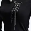 Accesorios transfronterizos europeos y americanos, broche de perlas negras estilo chica hot dulce y genial, cadena de borlas multicapa, alfiler fresco y elegante para mujer