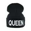GORRO DE PUNTO BORDADO 3D KING Otoño Invierno Plegable Cálido Lana Gorro de Invierno Estilo Callejero Europeo Americano Pareja