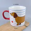 Taza de Café para Perro Pintada a Mano Creativa Taza de Cerámica Taza de Té Cabeza de Animal Taza de Regalo Taza de Cerámica con Cabeza de Perro 3D