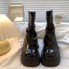 Botas Retro Estilo Francés de Suela Gruesa 2025, Nuevos Zapatos de Plataforma para Aumentar la Altura de Otoño, Botines Pequeños tipo Martin, Negro