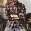 Camisa clásica de manga larga a cuadros retro de estilo americano para hombre, otoño 2024, nueva chaqueta informal británica para hombre, primavera y otoño