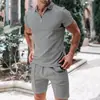 Traje Deportivo de Verano 2024 Amazon AliExpress Transfronterizo Europeo y Americano para Hombre Polo Casual Holgado de Manga Corta Pantalones Cortos