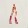 Pañuelo Pequeño con Borlas 130*5cm Tejido de Sarga Imitación Seda Pañuelo de Seda para Mujer, Corbata de Cuello de Moda y Versátil, Correa para Bolso