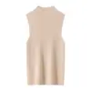 Suéter de Cachemira para Mujer Bai Cai Rong Otoño/Invierno 2026, Sin Mangas, Cuello Semi Alto, Diseño Versátil, Tejido de Lana