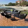 Conjunto Moderno de Sofá e Mesa de Centro de Rattan para Exterior para Pátio, Jardim, Terraço de Villa, Varanda Externa e Conjunto de Cadeiras de Rattan para Lazer