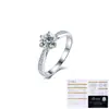Anillo Clásico de Seis Garras de Plata de Ley S925 para Mujer Tonglin Fashion, Moissanita de 1 Quilate, Anillo de Compromiso de Lujo Ligero de Gama Alta