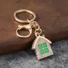 Chaveiro Pingente Casa Cartoon Colorida com Strass Chaveiro Presente para Namorada Decoração de Bolsa