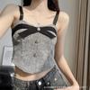 Nuevo estilo Chanel chica hot sexy tirantes botón diseño nicho chaleco uso individual con top de tubo con almohadilla en el pecho