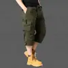 Moda de Verano Pantalones Cortos de Algodón de Pierna Recta Cargo Modernos Sueltos Cómodos Versátiles para Exteriores Pantalones Deportivos de Siete Puntos con Múltiples Bolsillos