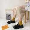 Zapatos Mary Jane Británicos Pequeños de Cuero Zapatos Finos de Verano para Mujer Vestido Retro Zapatos Gruesos Negros de Punta Grande Zapatos JK Japoneses