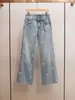 Shenzhen Nanyou Roupas Femininas de Alta Qualidade Primavera Nova Estilo Francês Chic Preguiçoso Versátil Cintura Alta Laço Jeans Doce para Mulheres