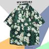 Camisa de Seda de Hielo Hawaiana para Hombre Camisa de Manga Corta de Moda para Hombre Verano Estilo Hong Kong Retro Camisa con Flores de Playa Chaqueta para Hombre