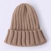Explosiones Transfronterizas Gorro Caliente de Punto para Niños Pompones Gorro de Lana de Invierno para Bebé Raya Recta Caramelo Imitación Pompón de Piel