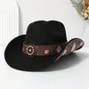 Sombrero de Invierno para Mujer Más Vendido Transfronterizo con Bordado de Alta Gama, Sombrero de Sol de Ala Ancha Estilo Europeo y Americano, Sombrero de Vaquero Occidental Vintage
