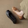 Zapatos Planos de Cuero Genuino Retro de Primera Capa con Lazo y Boca Baja para Mujer Diseño de Nicho Mary Jane de Una Sola Tira con Tacón Bajo para Mujer