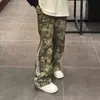 Pantalones Camuflaje American Vintage de Raya de Tres Barras High Street Paracaidistas Pantalones Atrapados para Hombre Otoño Pierna Recta hiphop Pierna Ancha