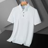 Polo de verano sin costuras de seda helada para hombre, camiseta elástica de manga corta fina sin planchado con solapa, ropa informal de moda para hombre