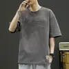 Camiseta de Verano Talla Grande para Hombre, Manga Corta, Nueva Moda Deportiva, Estampado Casual Versátil, Top Oversize, Camiseta de Media Manga