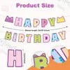 Banner de Aniversário para Casa de Bonecas Gato Desenho Animado Fofo Gato Bandeira Feliz Aniversário Decoração para Meninos e Meninas Decoração de Fundo
