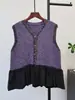 Colete Cardigan Tricot Elegante Estilo Francês 2026 Novo Modelo de Outono com Patchwork de Lantejoulas Colete Suéter para Mulheres