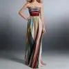 Ropa de Mujer Transfronteriza Europea y Americana, Vestido Tubo de Primavera y Verano, Vacaciones en la Playa, Estilo Bohemio, Vestido Largo con Retazos de Color Contrastante