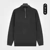 Camiseta básica de punto para hombre estilo old money, suéter de manga larga de color liso con cuello alto y media cremallera, top casual versátil, anti-pilling