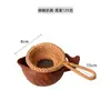 Funda tejida de ratán de otoño vietnamita para posavasos de té accesorios para ceremonia del té caja de almacenamiento de oficina almacenamiento a prueba de moho portalápices redondo de madera maciza