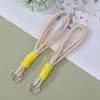 Cordão de celular em macaron de duas camadas color block com corda trançada na cor dopamina, acessório para chave e celular, pulseira de pulso anti-perda