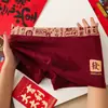 Ropa interior de algodón puro para hombre de color rojo Año Nuevo Cómodos de Cuatro Esquinas Moda Otoño e Invierno para Niños Pantalones Cortos tipo Boxer