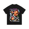 Camiseta de manga larga lavada y desgastada con estampado de retrato de rap callejero de hip hop estadounidense para hombre y mujer, camiseta extragrande de manga corta y media